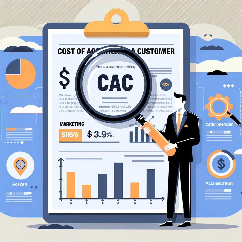 DALL·E 2023 12 15 01.08.15 Create a flat design style infographic that visually explains the concept of Cost of Acquiring a Customer CAC for an e commerce business. The image | Digital Marknadsföring, SEO, SEM